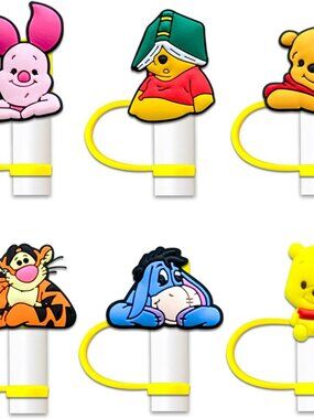 6 Pcs Theme Park Straw Cover Topper Drinking Straw Cover Stanley Cup etc - New